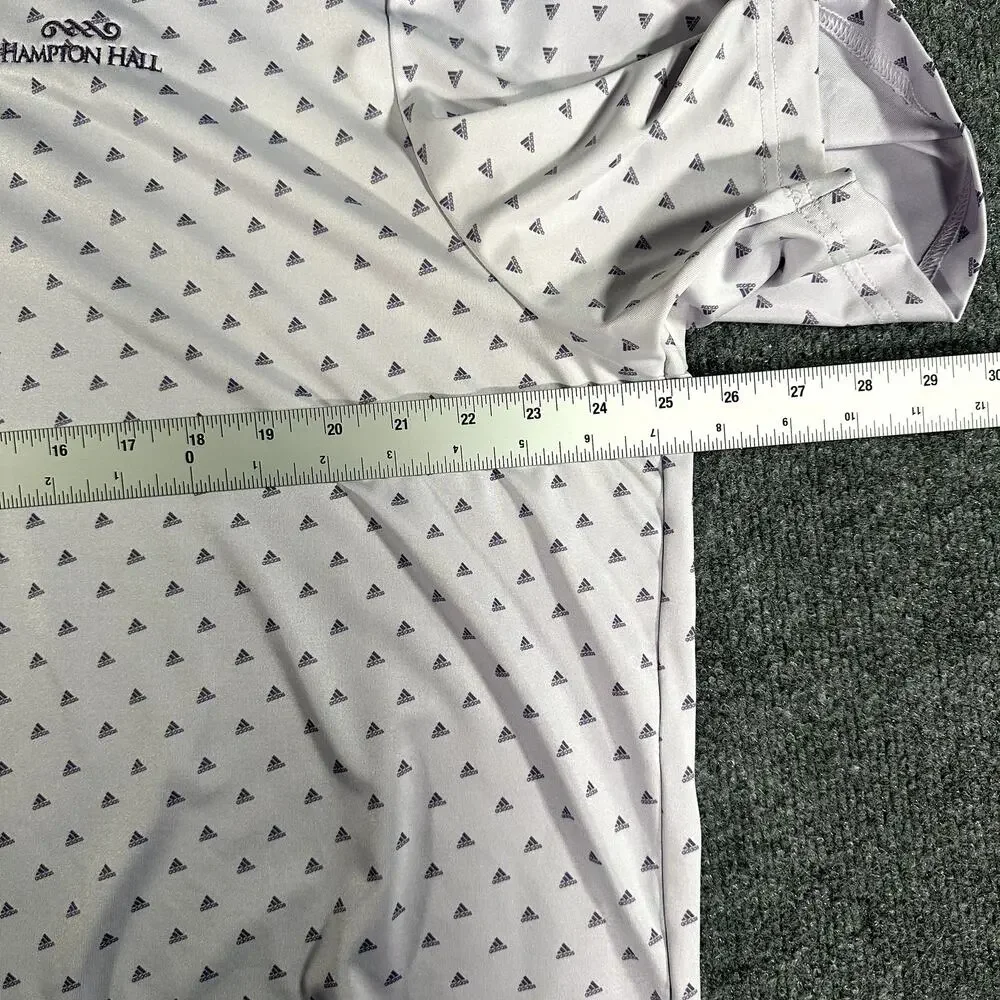 Adidas Golf Polo Mens XL purple Hampton Hall All Over Logo Print Performance